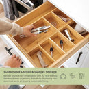 Premium Kitchen Utensils and Junk Drawer Organizer – Small 5-Compartment Design with 4 Removable Dividers, Non-Slip Feet, 100% Sustainable Bamboo, 2 Pack by CozyNest Decor