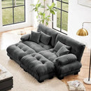 Loveseat Modular Sectional Sofa, U Shaped Couch with Ottoman, Cloud Couch Sectional Couch Home Sofa Living Room Oversized Couch Deep Seat Couch with Round Bolster Armrests 4 Pillows(Gray) by CozyNest Decor