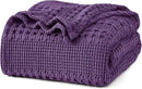 PHF 100% Cotton Waffle Weave Blanket King Size, Soft Lightweight Breathable Cozy Summer Blankets for Bed, Luxury Aesthetic Woven Bedding for Home Decor, 108"x90", Grape Purple by CozyNest Decor
