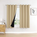 ChrisDowa 100% Blackout Curtains for Bedroom with Black Liner, 2 Thick Layers Total Blackout Thermal Insulated Grommet Window Curtains 2 Panels Set (Beige, 52 x 63 Inch) by TinyTreasures Baby Boutique