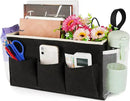 Bedside Caddy Bedside Organizer Bedside Storage Caddy with Fixed Straps and Water Bottle Holder for Home College Dorm Bunk Bed Hospital Bed Crib Bed Rails (Black) by CozyNest Decor