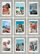 Vittanly 4x6 Picture Frames Set of 9, Shatter Resistant Plexiglass, Display 3.5x5 Pictures with Mat or 4x6 without Mat, Photo Frames for Wall or Tabletop, Engineered Wood, Grey by CozyNest Decor