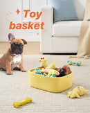 KALLAX Small Woven Basket, 13.5 x 9.5 x 5 Inches, Storage Basket for Organizing, Cute Small Rope Shelf Closet Cube Storage Bins Baskets for Shelves, Dog Toy Gift Baskets Empty, 3 Pack Yellow by TinyTreasures Baby Boutique