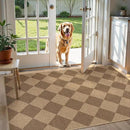 Lahome Checkered Easy Jute Indoor Outdoor Rug, 3x5 Washable Nature Rug for Entryway Living Room Indoor, Farmhouse Non Slip Checkerboard Carpet for Entry Guestroom Deck by CozyNest Decor