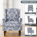 UIXE High Back Floral Accent Chair, Fabric Upholstered Armchair for Living Room, Retro Wingback Arm Chair with Solid Wood Legs, Nailhead Trim Single Sofa Bedroom Reading Seat - Navy Blue by CozyNest Decor