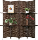 PayLessHere Room Divider 4 Panel Room Screen Divider Wooden Screen Folding Portable Partition Screen Wood with Removable Storage Shelves Color, Brown