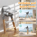 Ezebaby Foldable Wooden High Chairs, 3-in-1 Convertible Baby High Chair, Dining Booster Seat, Toddler Chair, Easy Clean High Chairs for Babies and Toddlers with Large Adjustable Tray- Transparent Gray by TinyTreasures Baby Boutique