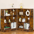 LEYAOYAO 7 Cube Bookshelf with Base,3 Tier Mid-Century Modern Brown Bookcase,Standing Wide Bookshelves Storage Organizer Shelf,Rustic Wood Display Cabinet Book Shelves for Bedroom,Living Room,Office by CozyNest Decor