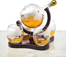 Godinger Whiskey Decanter Globe Set with 4 Etched Glasses for Liquor, Scotch, Bourbon, Vodka, Gifts for Men - 850ml Clear by CozyNest Decor