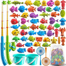 Magnetic Fishing Game Pool Toys for Kids 3-5, Water Table Bathtub Kiddie Party Toy with Pole Rod Net Plastic Floating Fish, Outdoor Toys for Kids Age 3 4 5 6 7 8 Year Old by TinyTreasures Baby Boutique