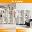 6 Panel Pegboard Display with 24 Hooks, Wooden Pegboard Room Divider Wall with Shelf, Rustic Room Dividers and Folding Privacy Screens, Bedroom, Jewelry Store, White by CozyNest Decor
