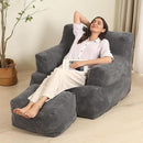 Comfy Gaint Bean Bag Chair with Ottoman, Huge Bean Bag Armchair for Adults and Teens, Dark Grey by CozyNest Decor