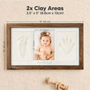 Baby Hand and Footprint Kit - Clay Handprint Keepsake Frame, Newborn Nursery Picture Frame, Personalized New Mom Gifts for Baby Shower & Registry (Medium Oak) by TinyTreasures Baby Boutique