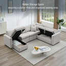 7 - Seater Sofa Bed, Large U - Shaped Modular Sectional Sofa, Oversized Pull - Out Sleeper with Storage for Living Room, Light Grey by CozyNest Decor