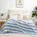 Snuggle Sac Queen Size Bedding Blankets, Oversized Bed Blankets Super Soft Warm Cozy Knit Fuzzy Blankets for Bed, Bedroom, Stripe Blue, 90"x90" by TinyTreasures Baby Boutique