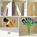 Mandy's Artificial Tulips 20 Stems Navy Blue PU Faux Flowers for Wedding Home Decor 13.5 Inch by CozyNest Decor