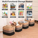 Storage Baskets for Shelves Organizing, Woven Cotton Rope Baskets for Storage, Book Basket, Towel Basket, 12.5"Lx9.1''Wx7.9''H (4 Packs) Gradient Black & Jute by CozyNest Decor