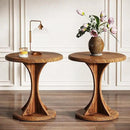 Tribesigns Round End Table for Living Room, Wood Side Table Set of 2, Mid-Century Bedside Nightstand for Bedroom, Accent Table, Easy Assembly, Vintage Brown by CozyNest Decor