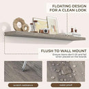 RICHFOCUS 72Inch Floating Shelves for Wall 1 Pack Shelves for Bedroom|Kitchen|Bathroom Wall Mounted Rustic Wood Floating Shelf with Invisible Brackets for Books|Storage|Decor, Grey