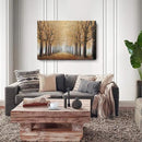 Large Tree Wall Art for Living Room Hand-Painted Forest Oil Painting Framed Yellow Grove Artwork Autumn Landscape Canvas Picture for Living Room Bedroom Home Decorations Wall Decor Large 48"x32" by CozyNest Decor