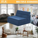 jela Foldable Sofa Bed Soft Foam Convertible Sleeper Chair Luxury Miss Fabric Fold Out Chair Bed Floor Couch with Back Support Floor Sofa for Living Room Bedroom (83"x33",Navy) by CozyNest Decor