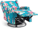 UIXE Swivel Rocker Manual Recliner Chairs Set of 2, Wingback Swivel Glider Fabric Nursery Reclining Sofa Chair, High Back Upholstered Arm Chair for Living Room Bedroom - Peacock Blue by CozyNest Decor