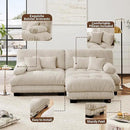 Modular Sectional Sofa, L Shaped Couch with Ottoman, 2 Seater Cloud Couch Small Couches for Small Spaces, Modern Deep Seat Sofa Living Room Oversized Loveseat W/Bolster Armrests 4 Pillows by CozyNest Decor