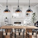 WUZUPS Chandelier Rustic Farmhouse Industrial Round Ceiling Pendant LED Light Fixture with Amber Gradient Black Glass Shades for Dining Room Kitchen Island Foyer Entryway, H 17" x W 13.4", E26 Base by CozyNest Decor