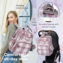 RUVALINO Diaper Bag Backpack, Multifunction Travel Pack Maternity Baby Changing Bags, Large Capacity, Waterproof, Pink Plaid by TinyTreasures Baby Boutique
