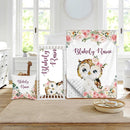 Custom Crib Bedding Set - Owl Design Personalized Name Baby Nursery Bed 3 Pcs Set - Chic Soft Blanket with Dotted Backing, Sheet, Pillowcase for Newborn Girls Boys Gifts Color22 by TinyTreasures Baby Boutique