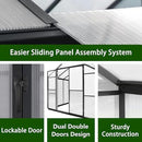 8x10 FT Outdoor Greenhouse Kit, Polycarbonate Aluminum Walk-in Greenhouse with Adjustable Roof Vent and Lockable Door, Backyard Garden in Winter, Gray by GreenHaven Gardens