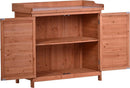 Merax Outdoor 39" Potting Bench Table, Rustic Garden Wood Workstation, Storage Cabinet with 2-Tier Shelves and Side Hook, Orange