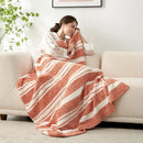 Snuggle Sac Orange Fall Throw Blanket for Couch, Reversible Super Soft Blankets Warm Cozy Knit Fuzzy Plush Blankets for Sofa,Living Room, Stripe Orange,50x60 inches by TinyTreasures Baby Boutique