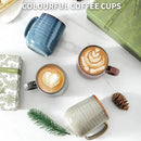 Hasense Coffee Mugs Set of 4, 12 Oz Stoneware Coffee Cups with Large Handle, Colorful Rustic Mug Set for Coffee, Tea, Coco, Latte, Dishwasher and Microwave Safe by CozyNest Decor