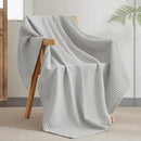 PHF Ultra Soft Waffle Weave Throw Blanket 50"x 60"- Washed Lightweight Breathable Cozy Woven Blanket for Bed - Aesthetic Decor for Couch Bedding Sofa Home Car - Light Grey by CozyNest Decor
