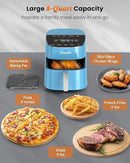 Nuwave Brio Plus Air Fryer 8 Qt, New & Improved, PFAS-FREE, 7 Digital One-Touch Cook Functions that AIR FRY, BAKE, ROAST, DEHYDRATE, TOAST, REHEAT, PREHEAT, 150 Presets, 50°F~400°F (Cozy Blue) by CozyNest Decor