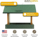 Poly Hanging Hopper Bird Feeder, Large Hanging Bird Feeder for Outside, Outdoors - Amish American Made (Turf Green & Cedar) by CozyNest Decor