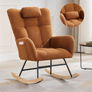 Nursery Rocking Chair,300Lb Glider Chair with Wood Legs/Two Side Pockets,Teddy Upholstered Glider Rocker with Padded Seat High Backrest for Living Room/Bedroom/Nursery by TinyTreasures Baby Boutique