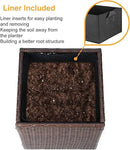 SUNNYPARK Set of 2 Large Square Planter with Removable Liner, All-Weather PE Rattan Modern Planters Indoor Outdoor Flower Plant Pots Garden Box Patio Yard Front Porch Deck by GreenHaven Gardens