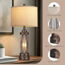 Qimh Farmhouse Table Lamps for Living Room, Rustic Nightstand Lamp for Bedroom with USB A+C Charging Ports, Frosted Glass Bedside Lamp with Night Light for Entryway End Table, 4 Bulbs Included, Bronze by CozyNest Decor