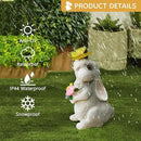 Solar Bunny Statues Light with Butterfly LED - Auto On/Off Weathproof Resin Garden Figurine Decor Gift for Pathway, Patio & Mom's Flower Bed (Warm Light) by CozyNest Decor
