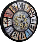 Unique Moving Gear Extra Large Wall Clock 21"-Battery Powered. Retro Industrial Steampunk Country Farmhouse Decor for Living Room, Kitchen,Bars, Restaurants, cafes, Offices(Black- 21") by CozyNest Decor