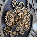 The Gears Clock 36'' Inch Real Moving Gear Wall Clock Vintage Industrial Oversized Rustic Farmhouse (Vintage Black Wood and Bronze) by CozyNest Decor