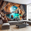 BSFHH Nature Tapestry Forest Tree Sea Cave Wall Hanging, Stream Through Rainforest Landscape Wall Art Tapestry for Bedroom Living room (Cave Sea View, 90"×70", Unframed) by CozyNest Decor