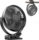 ATEngeus USB Desk Fan, Rechargeable Portable Fan, 8-Inch Clip on Fan, 10000mAh Stroller Fan, 4 Speeds Strong Airflow, 720° Rotation, with Sturdy Clamp, Suitable for home, office and stroller by TinyTreasures Baby Boutique