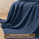PHF 100% Cotton Waffle Weave Blanket Queen Size, Soft Lightweight Breathable Cozy Summer Blankets for Bed, Luxury Aesthetic Woven Bedding for Home Decor, 90"x90", Bright Navy Blue by CozyNest Decor