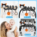 Car Seat Toys for Babies 0-6 Months,Hanging Rattle Toys for Crib Mobile, Baby Spiral Hanging Stroller Black and White High Contrast Toys for Newborn 0 3 6 9 12 Months Baby Boys Girls (Cat) by TinyTreasures Baby Boutique