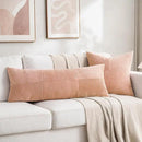 Fancy Homi 2 Packs Peach Decorative Throw Pillow Covers 20x20 Inch for Living Room Couch Bed Sofa, Rustic Farmhouse Boho Home Decor, Soft Corss Corduroy Patchwork Accent Square Cushion Case 50x50 cm by CozyNest Decor