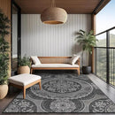 Medallion Outdoor Rug 10x14 Washable Outside Carpet for Indoor Patio Porch Waterproof Easy Cleaning Non Shedding Area Rugs Dark Gray 10 x 14 by CozyNest Decor