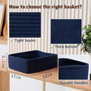 Large Shallow Organizing Baskets 15x11x5.1 Inches - Rope Woven Storage Bins for Bathroom, Shelves, Cube Closet, Navy Blue 2 Packs by CozyNest Decor